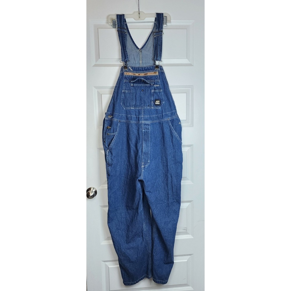 Berne Denim Overalls Mens 44x30 Blue Rugged Workwear Bibs Cotton
